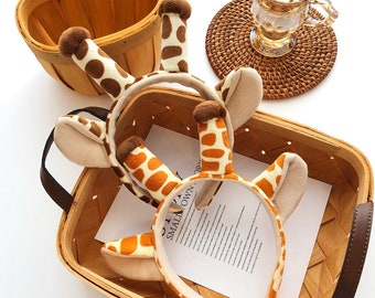 Giraffe headband, jungle zoo animal theme headband, birthday party pet costume, boy animal ear headband.