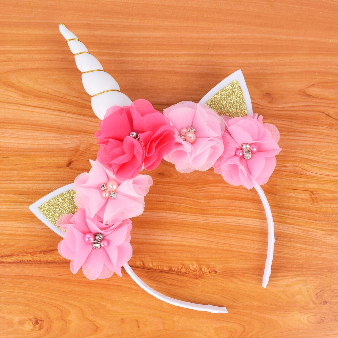 Pink Flower Unicorn Headband,kids Unicorn Birthday Party Favor,girl