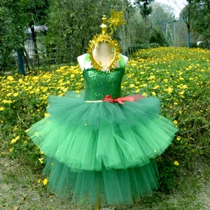 Mädchen Weihnachtsbaum Tutu Kleid, Kinder verkleiden sich Kostüm für Xsmas Tress, Party Kleid, Kinder Halloween-Kostüm, knöchellange Kleider