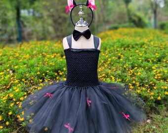 Girls Black Cat Fluffy Tutu Dress,Kids Dress Up Outfit,Dresses & Headband,Cat Tutu Halloween Costume ,Ears headband and tail set