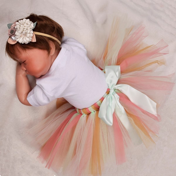 Jupe Tutu pour filles, tenue de bébé fille 1er anniversaire, costume de tutu nouveau-né, accessoires photo pour bébés, jupe en tulle de fille à fleurs, tutu mignon pour bébé moelleux