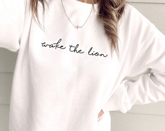 Wake The Lion embroidered Sweatshirt | Embroidered Christian Sweatshirt | Embroidered Wake The Lion Christian Sweatshirt| Women’s Sweatshirt