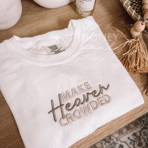 Women's Make Heaven Crowded Graphic T-Shirt - Faith Letter Print Short Sleeve Tee
