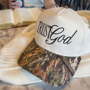Embroidered Trust God Camo Hat | Christian Camo Baseball Cap | Faith Based Hat | Outdoor Christian Gift