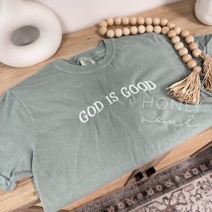 Embroidered God Is Good Tee   | Embroidery tshirt | Christian apparel | Faith Based Christian Shirt | Christian Embroidery | Jesus Apparel