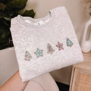 Embroidered Sugar Cookies Sweatshirt | Christmas Crewneck | Embroidered Sweatshirt | Christmas Cookie Sweatshirt | Holiday Crewneck