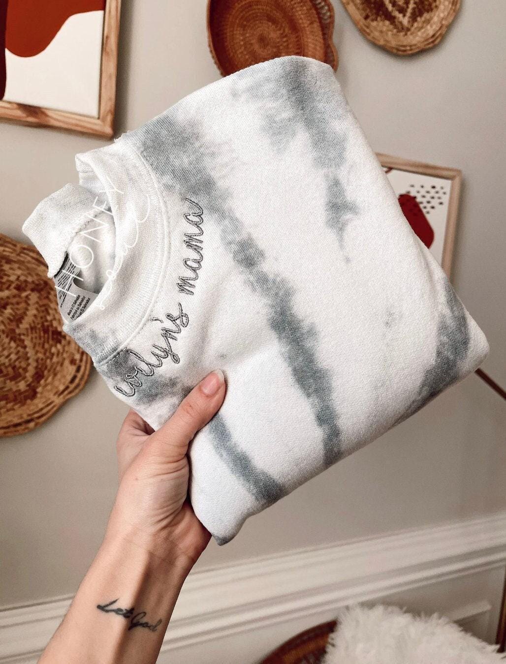 Custom Mama Embroidered Tie Dye Sweatshirt || Custom Mama Sweatshirt || Tie Dye Custom Mama Sweatshirt