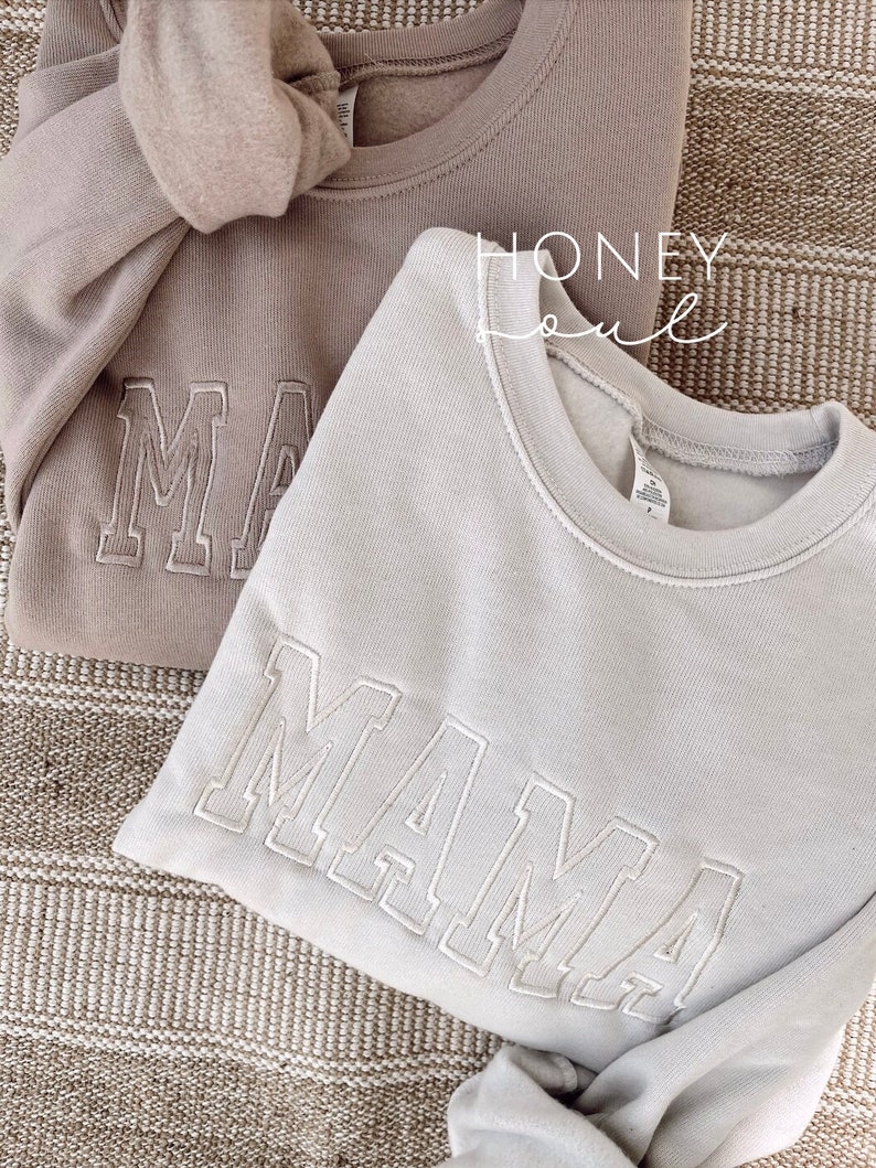 Neutral Embroidered MAMA Sweatshirt Embroidered MAMA Pullover Gifts for Mom Mom Style Cozy Lounge Wear lightweight Sweatshirt image 8