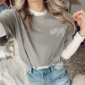 Honey Soul Amen. Tshirt || AMEN. Embroidered Tee || Amen. Tshirt || Embroidered AMEN. TShirt || Christian Embroidered Tee || AMEN. Tee