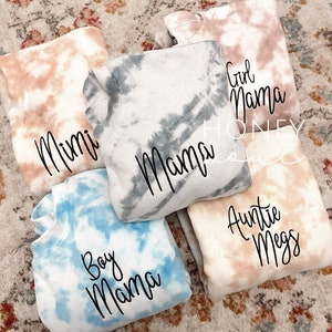 Custom Mama Embroidered Tie Dye Sweatshirt Custom Mama Sweatshirt Tie Dye Custom Mama Sweatshirt afbeelding 2