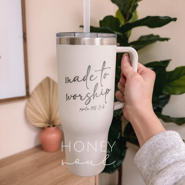 Engraved Made To Worship 40 oz Tumbler || Engraved Gifts || Christian Gift || Summer Tumblers || Matte 40 oz Double Wall Tumbler