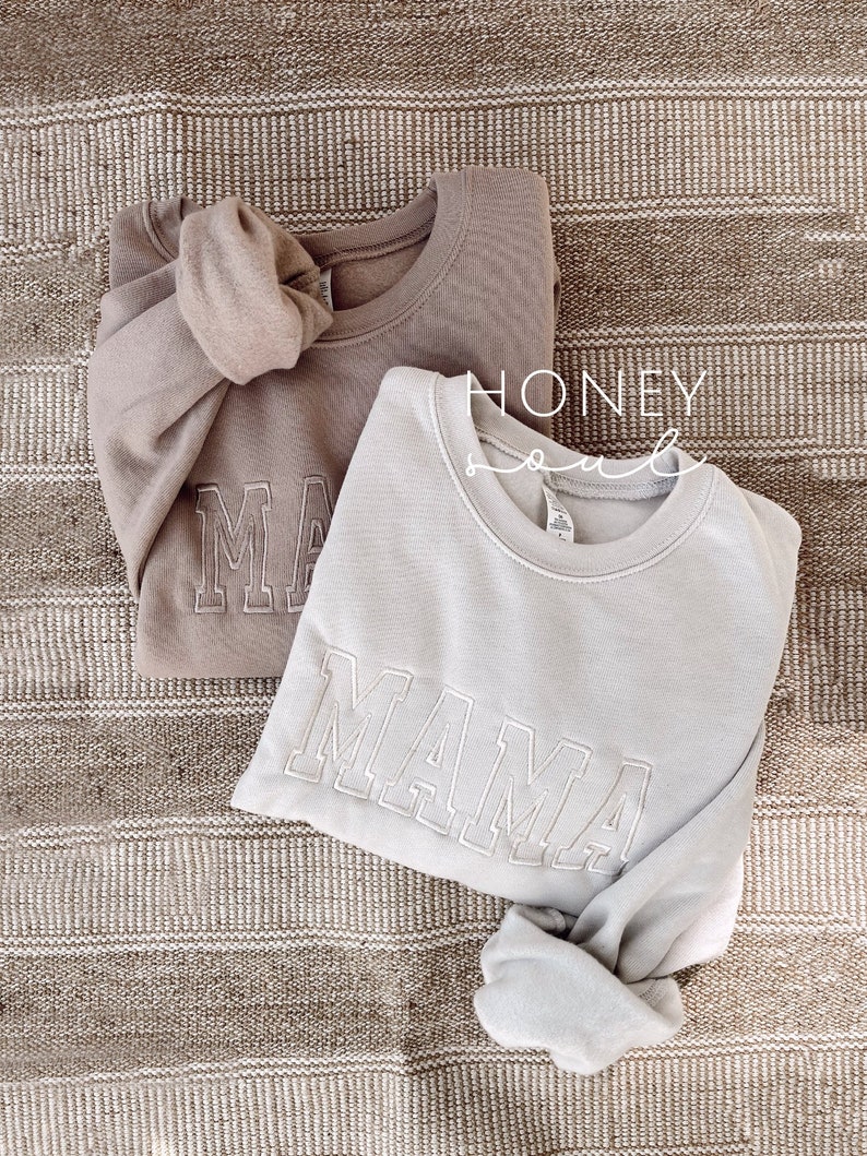 Neutral Embroidered MAMA Sweatshirt Embroidered MAMA Pullover Gifts for Mom Mom Style Cozy Lounge Wear lightweight Sweatshirt image 7