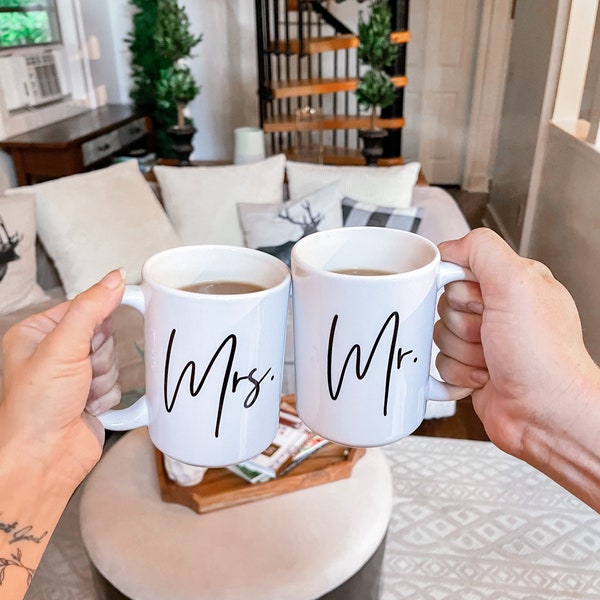 Mr. and Mrs. 15 oz Coffee Mug || each mug sold separately || wedding gift || bridal gift || groom gift || couples gift