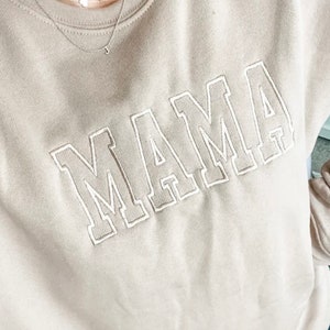 Neutral Embroidered MAMA Sweatshirt Embroidered MAMA Pullover Gifts for Mom Mom Style Cozy Lounge Wear lightweight Sweatshirt image 4