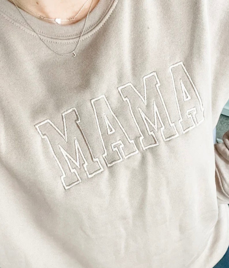 Neutral Embroidered MAMA Sweatshirt Embroidered MAMA Pullover Gifts for Mom Mom Style Cozy Lounge Wear lightweight Sweatshirt image 4
