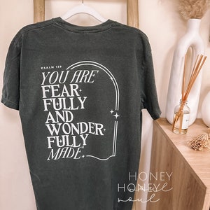 ORIGINAL Graphic Fearfully & Wonderfully Made Tee | Scripture Graphic tshirt | Christian apparel | Christian Tshirt | Graphic Christian tee