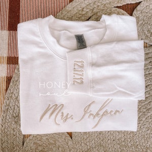 Custom Wife Embroidered Solid Sweatshirt Wife Sweatshirt Bride Name ...