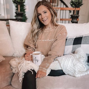 Embroidered You Are Loved Corded Crew Pullover || Embroidered Corded Crew Neck || Embroidered Corded Sweatshirt || Cute Corded Pullover