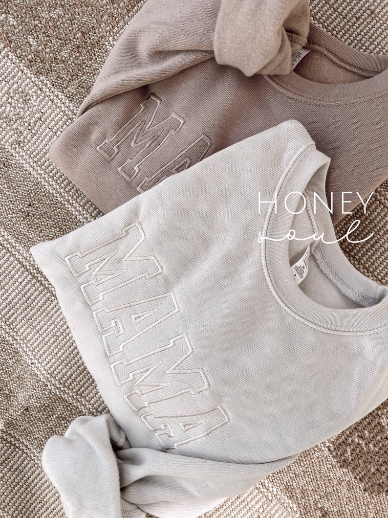 Neutral Embroidered MAMA Sweatshirt Embroidered MAMA Pullover Gifts for Mom Mom Style Cozy Lounge Wear lightweight Sweatshirt image 6