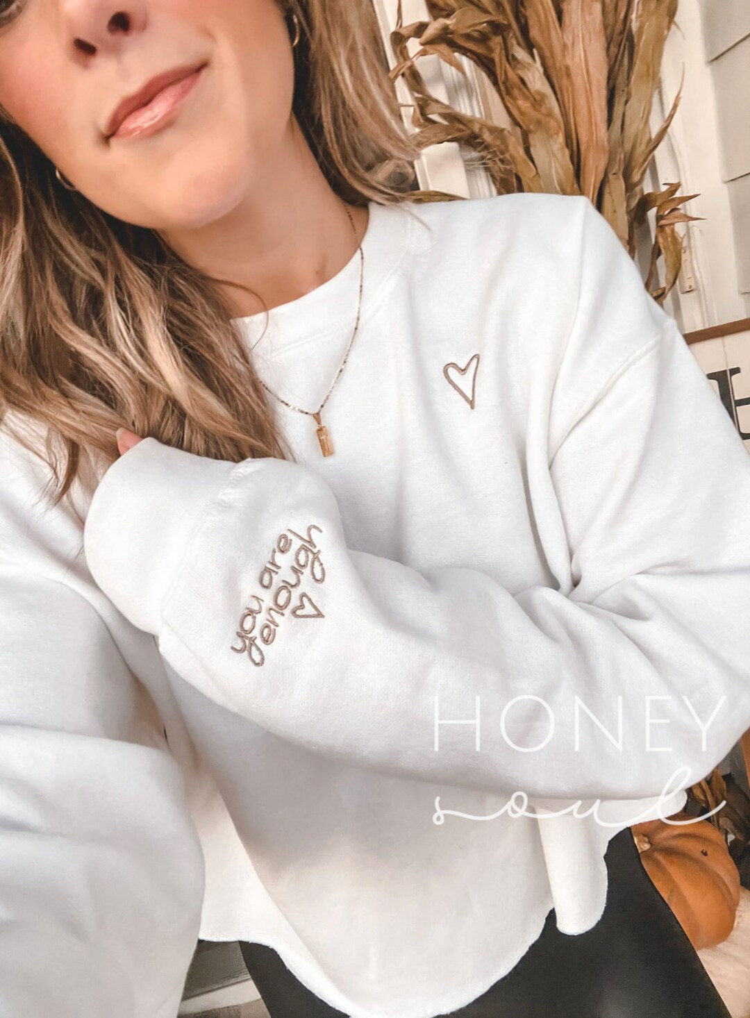 Original You Are Enough Embroidered Sweatshirt Embroidered - Etsy