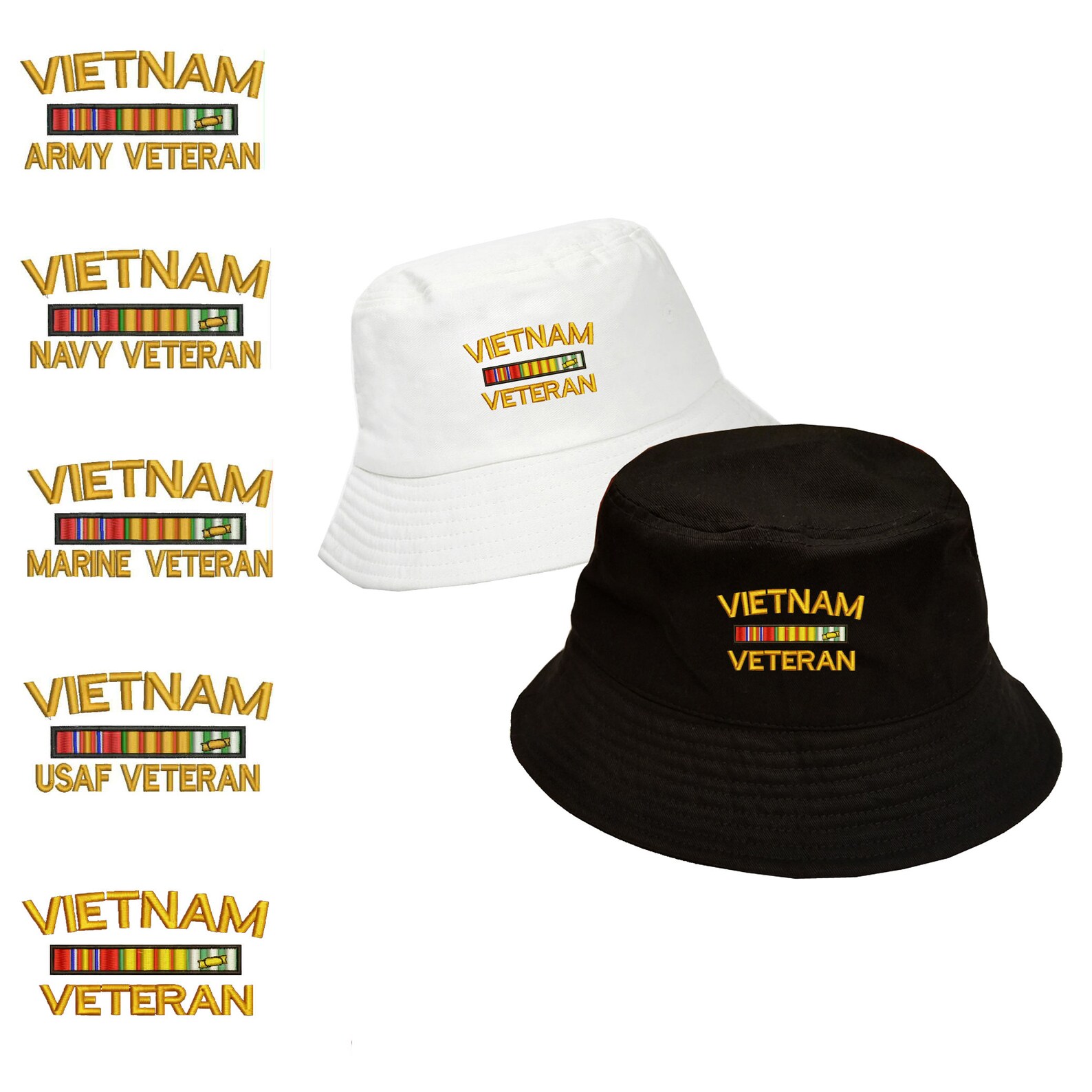 Embroidered Cotton Bucket Hat Vietnam veteran Vietnam army Etsy