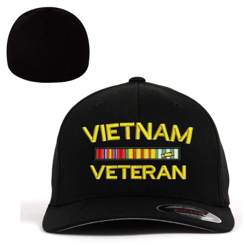 Flexfit BASEBALL Military Cap Hat VIETNAM NAVY VETERAN RIBBON