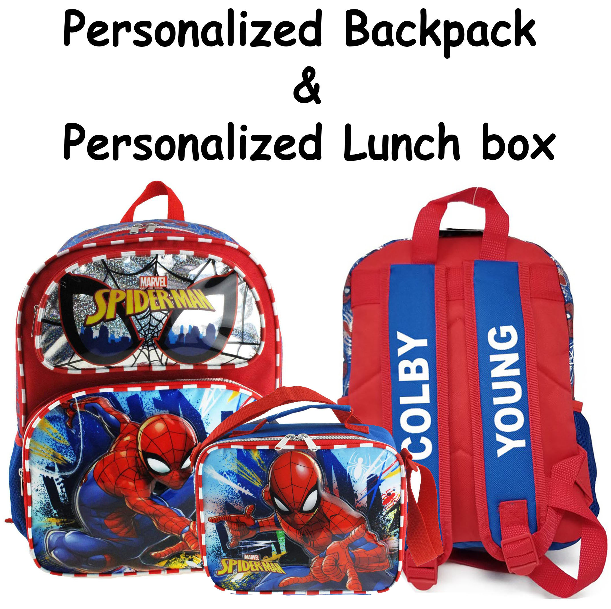 W33 16 Spiderman backpack & lunch box set with your name Etsy