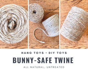 Natural Biodegradable Jute Twine | Over 200 Feet! | Safe Rope for Bunny Rabbits, Guinea Pigs, Chinchillas