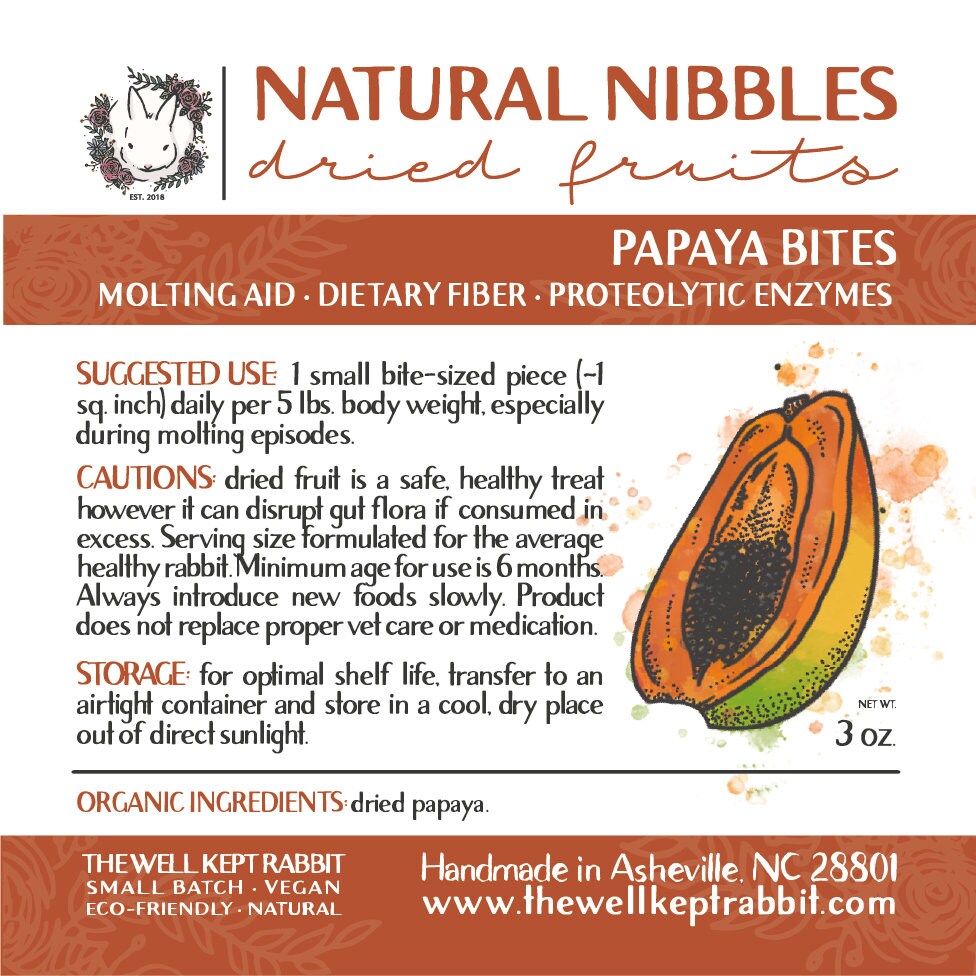 Papaya Bites Molting Aid Dietary Fiber Proteolytic Enzymes Etsy