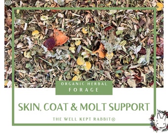 Skin, Coat & Molt Support | Herbal Forage | helps prevent fur/wool blockages, increases gut motility | Organic Hay Topper for Rabbits