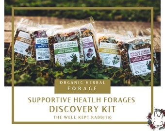 Supportive Health Forages Discovery Kit | Herbal Blends | Organic Hay Topper for Bunny Rabbits, Guinea Pigs, Small Pets