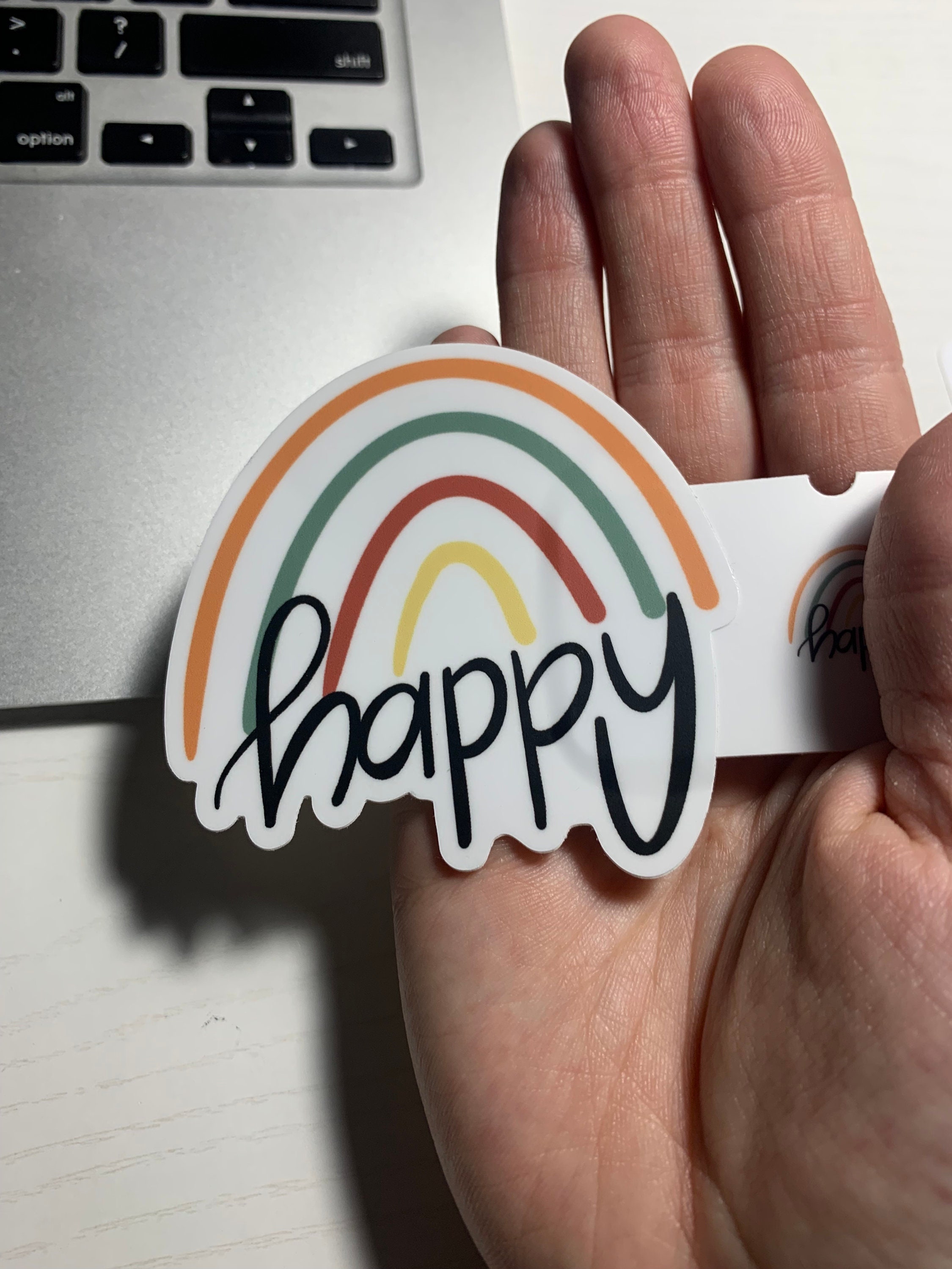 Sticker Happy Sticker Happy Sticker/rainbow Sticker/happy/ Sticker/ Waterproof Sticker - Etsy