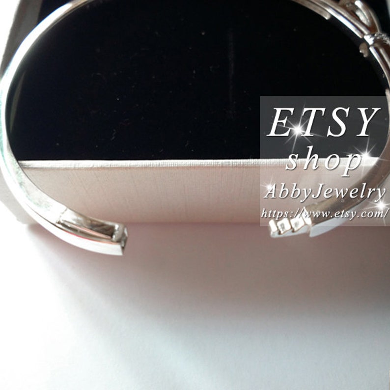 Abby Jewelry S925 Sterling Silver Sparkling Bow Clear CZ Charm Bangle Fit European Dora DIY Charm Beads