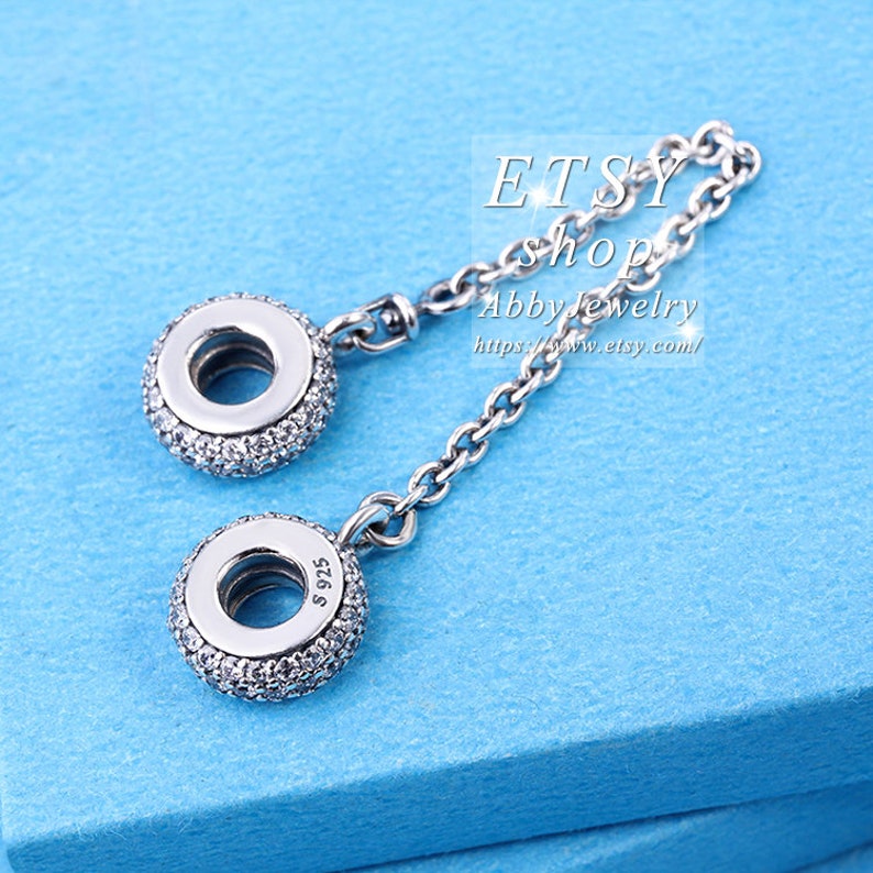 Abby Jewelry 925 Sterling Silver Pave Inspiration With CZ Safet Chain Charm Bead Fits European Dora DIY Bracelets Necklaces