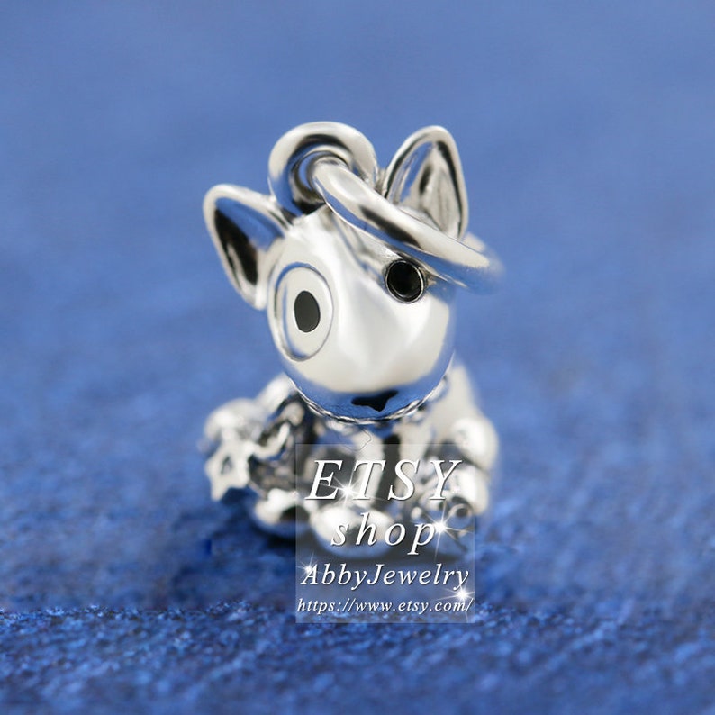 Abby Jewelry S925 Sterling Silver Bull Terrier Puppy Dangle Charms Beads For Woman European Bracelet Jewelry Making