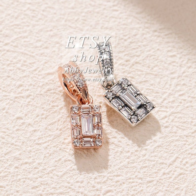 Abby Jewelry S925 Sterling Silver and Rose Gold Luminous Ice With CZ Pendant Dangle Charm Beaded Fit European Dora DIY Bracelets Necklaces