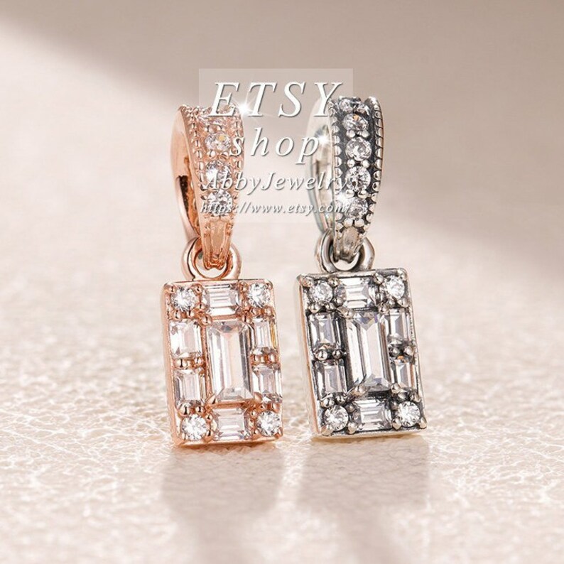 Abby Jewelry S925 Sterling Silver and Rose Gold Luminous Ice With CZ Pendant Dangle Charm Beaded Fit European Dora DIY Bracelets Necklaces