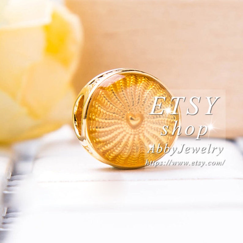 Abby Jewelry Gold Overlay S925 Sterling Silver Shine Rays Of Sunshine Charm bead Fits European DIY Bracelets Necklaces