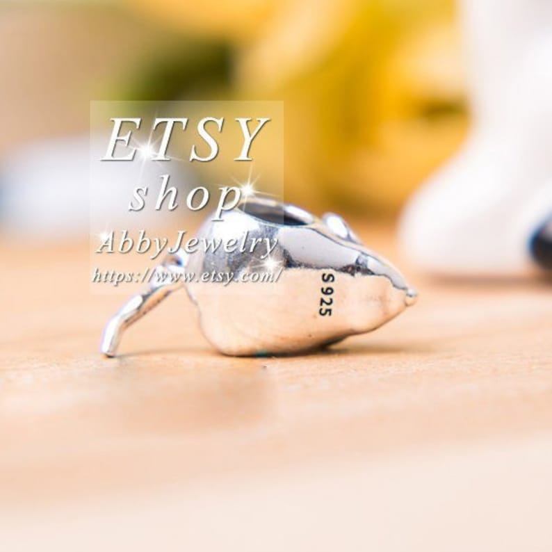 Abby Jewelry 925 Sterling Silver Cute Mouse With Pink Enamel Charm Bead Fit European Dora DIY Bracelets Necklaces