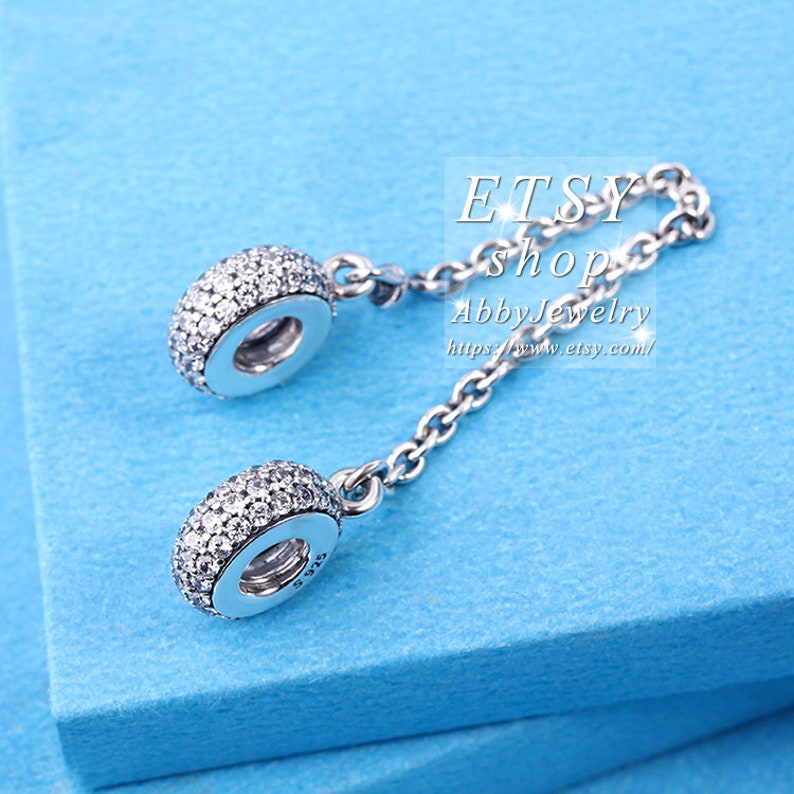 Abby Jewelry 925 Sterling Silver Pave Inspiration With CZ Safet Chain Charm Bead Fits European Dora DIY Bracelets Necklaces