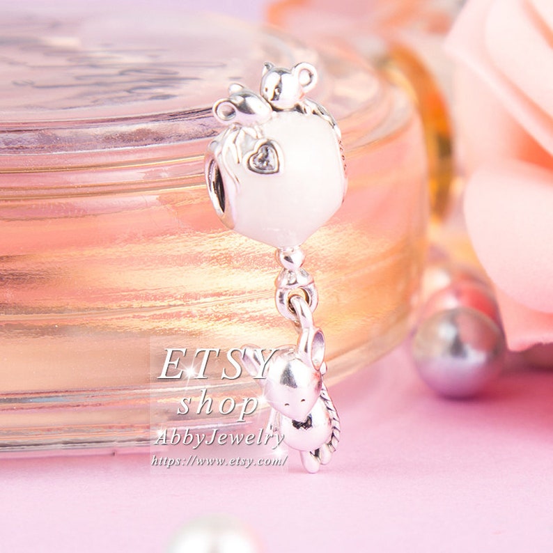 Abby Jewelry 925 Sterling Silver Mouse /& Balloon Enamel and CZ Dangle Pendant Charm Bead Fit European Dora DIY Bracelets Necklaces