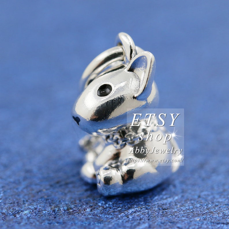 Abby Jewelry S925 Sterling Silver Bull Terrier Puppy Dangle Charms Beads For Woman European Bracelet Jewelry Making