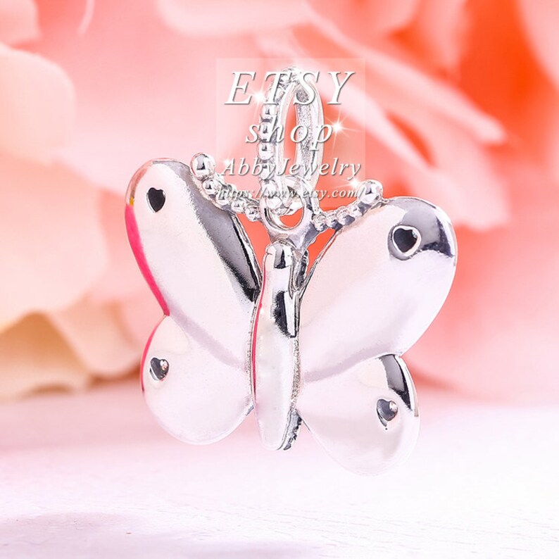 Abby Jewelry S925 Sterling Silver Butterfly With Clear CZ Pendant Dangle Charms Beads For Woman European Charms Bracelet Jewelry Making