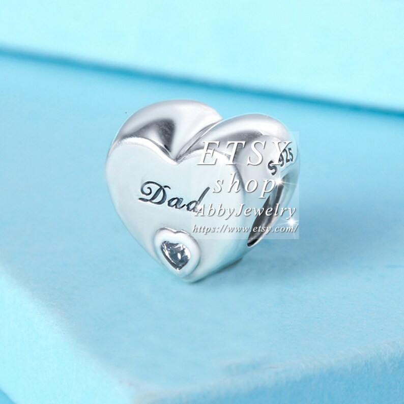 Abby Jewelry 925 Sterling Silver Dad/'s Love With Clear CZ European Beads For Woman Charm Bracelet Jewelry Making