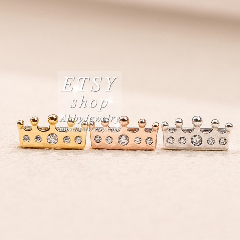 Abby Jewelry Reflexions\u2122 S925 Sterling Silver Golden and Rose gold Crown Cz Clip Charm For DIY Reflexions\u2122 Bracelet
