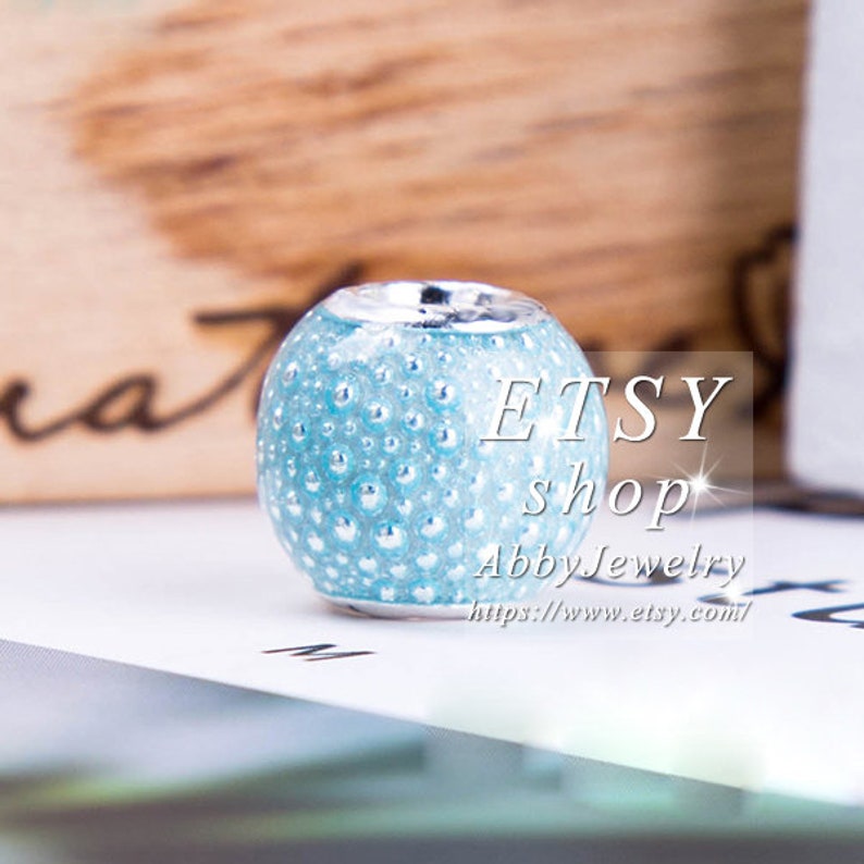 Abby Jewelry S925 Sterling Silver Drum Blue Enamel Ball Charm Bead Fits European Dora DIY Bracelets Necklaces