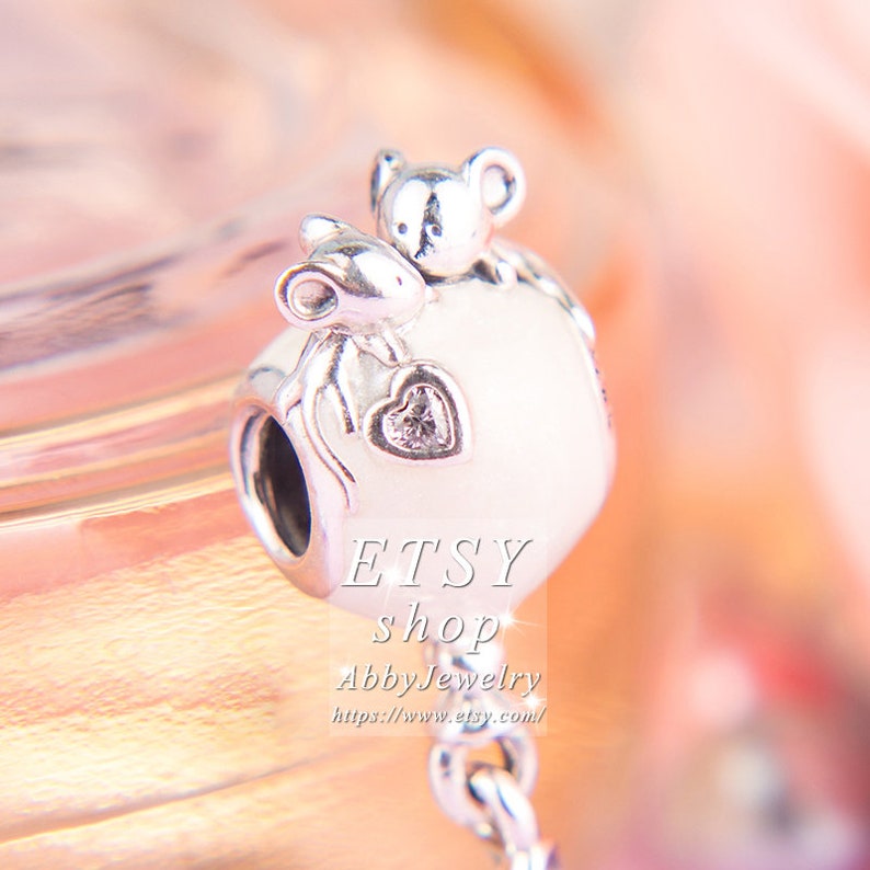 Abby Jewelry 925 Sterling Silver Mouse /& Balloon Enamel and CZ Dangle Pendant Charm Bead Fit European Dora DIY Bracelets Necklaces