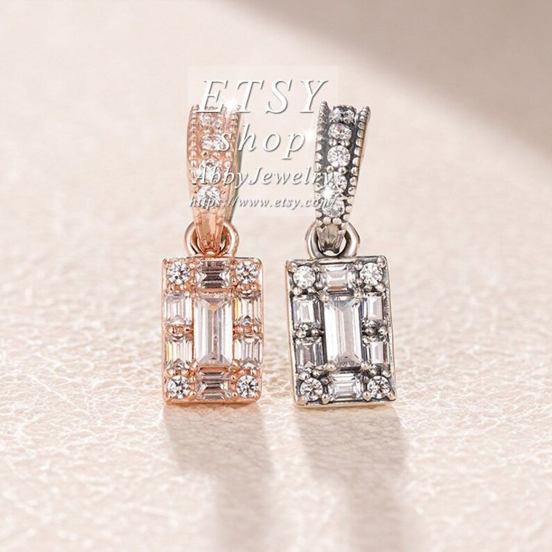Abby Jewelry S925 Sterling Silver and Rose Gold Luminous Ice With CZ Pendant Dangle Charm Beaded Fit European Dora DIY Bracelets Necklaces