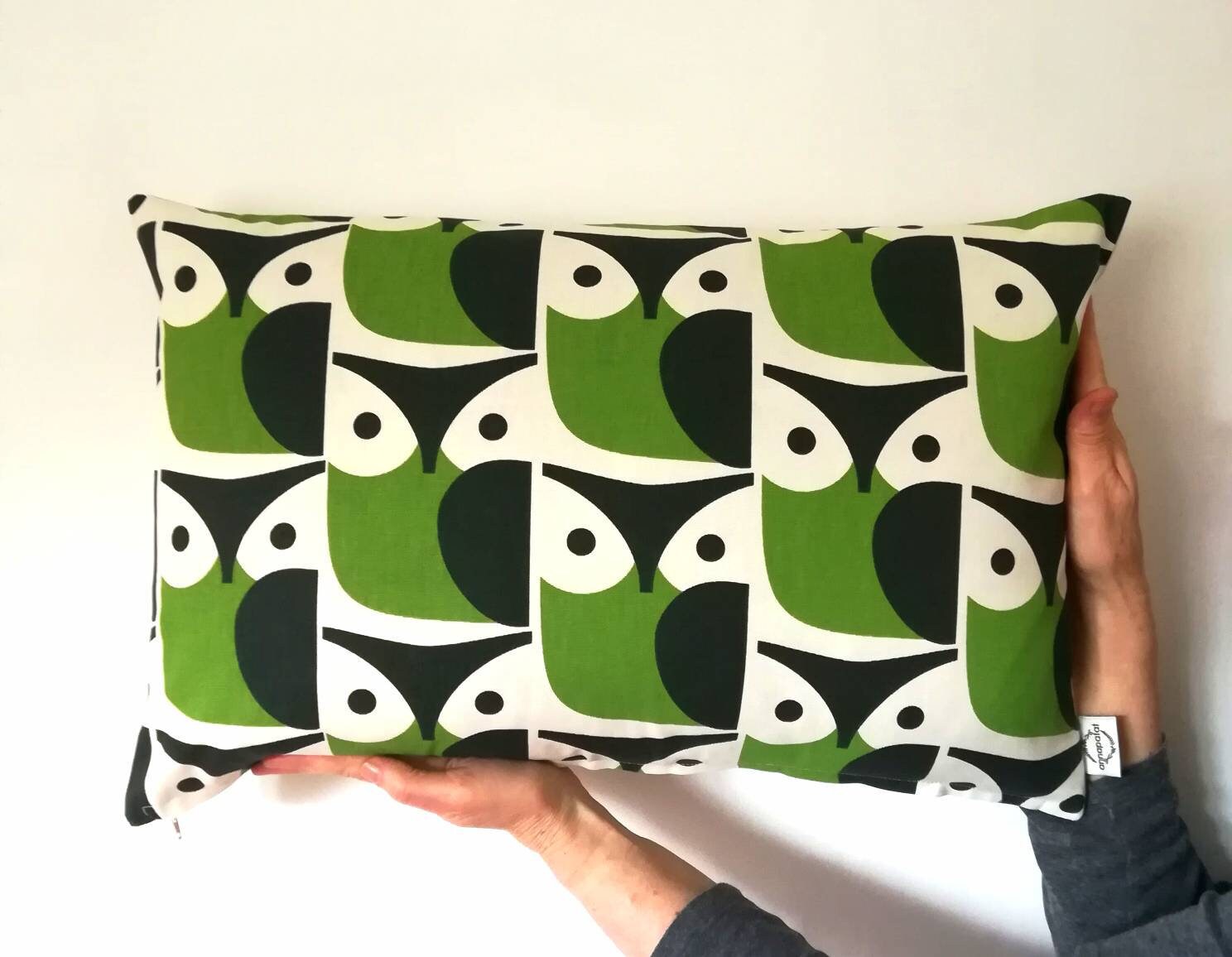 Owl Chalky Green Orla Kiely Fabric Cushion Cover Etsy