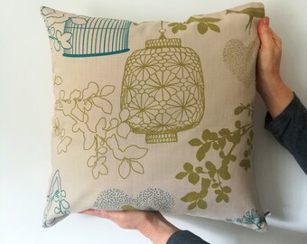Abstract Teal & Lime Print Cushion Cover: South African Design
